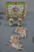 Decorative Cherub Wall Pockets plus Vases, Tray, etc.