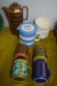 Hornsea Pottery Mugs, Bowls, Coffee Pot, and a T.G Green Lidded Jug