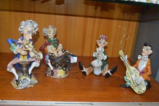 Four Italian Ceramic Comical Musicians