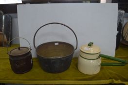 Brass Jam Pan, Enameled Boiler, etc.