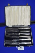 Cased Set of Six Silver Handled Butter Knives Hallmarked Sheffield 1956