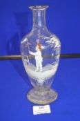 Mary Gregory Glass Bottle Vase - Boy with a Net