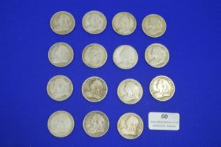 Fifteen Queen Victoria Silver Half Crowns ~200g total