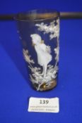 Mary Gregory Amber Glass Beaker - Girl with Flowers