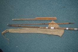 Vintage Split Cane Fishing Rod with Rod Stand