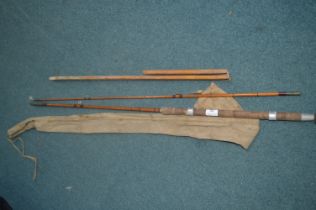 Vintage Split Cane Fishing Rod with Rod Stand