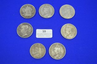 Seven Queen Victoria 1oz Silver Crowns 188g total