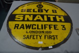 AA Circular Enamel Sign SNAITH by Francis & Co. 76cm