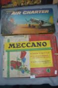 Meccano Outfit No.4, and Waddington's Air Charter Board Game