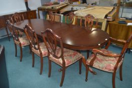 Modern Oval Extending Dining Table with Six Diners
