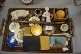 Vintage Tray and Collectibles Including Crested Wa