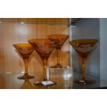 Four Etched Glass Martini Glasses (one AF)
