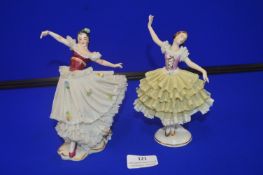 Pair of Dresden Ballerina Figures