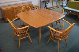Ercol Square Drop Leaf Dining Table with Four Bent