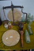 Vintage Kitchenalia Including Two Carved Breadboards, Scales, Codd Bottles, etc.