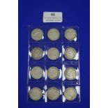Twelve Victorian Silver Shillings ~62g total