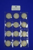 Twelve Victorian Silver Shillings ~62g total