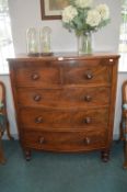 Victorian Walnut Veneer Two over Three Bow Front C