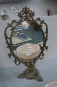 Brass Framed Oval Table Mirror