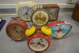Six Vintage Alarm Clocks etc.