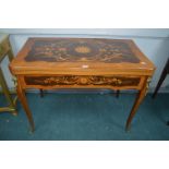 Modern Inlaid Card Table on Cabriole Legs with Bra