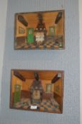 Pair of Dutch 3D Perspective Cottage Kitchen Pictu