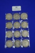 Twelve Queen Victoria Silver Florins ~128g total