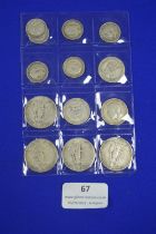 Thirteen Edwardian Silver Pre 1919 Coins: Florins, Shillings, and Sixpences ~75g total