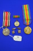 WWI Medals J. Hodgson Yorkshire Regiment, plus Fob, and a Pair of German Silver Cufflinks