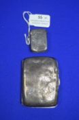 Silver Cigarette Case (AF) and Vesta ~67g total
