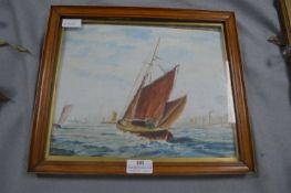 Framed Watercolour Study of a Fishing Boat