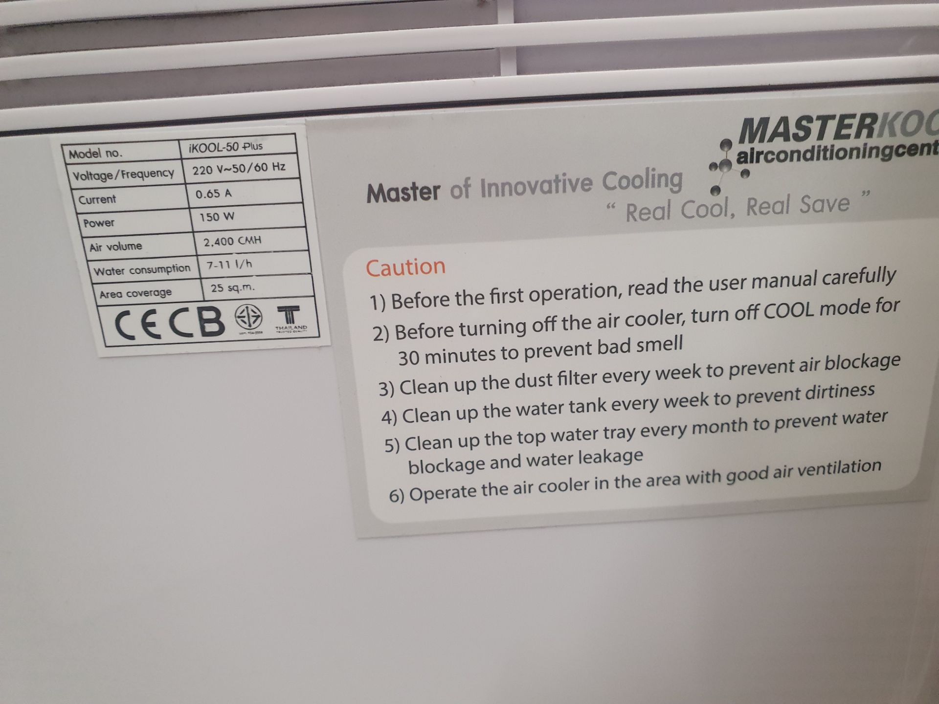 * Masterkool ikool-50plus air conditioning centre - evoporative cooler - Image 3 of 3