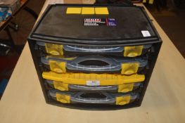 *Sealey Four Case Portable Modular Organiser and Contents of Assorted Bicycle Parts Including