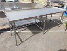 * S/S prep bench with upstand to rear, left and right - 2600w x 750d
