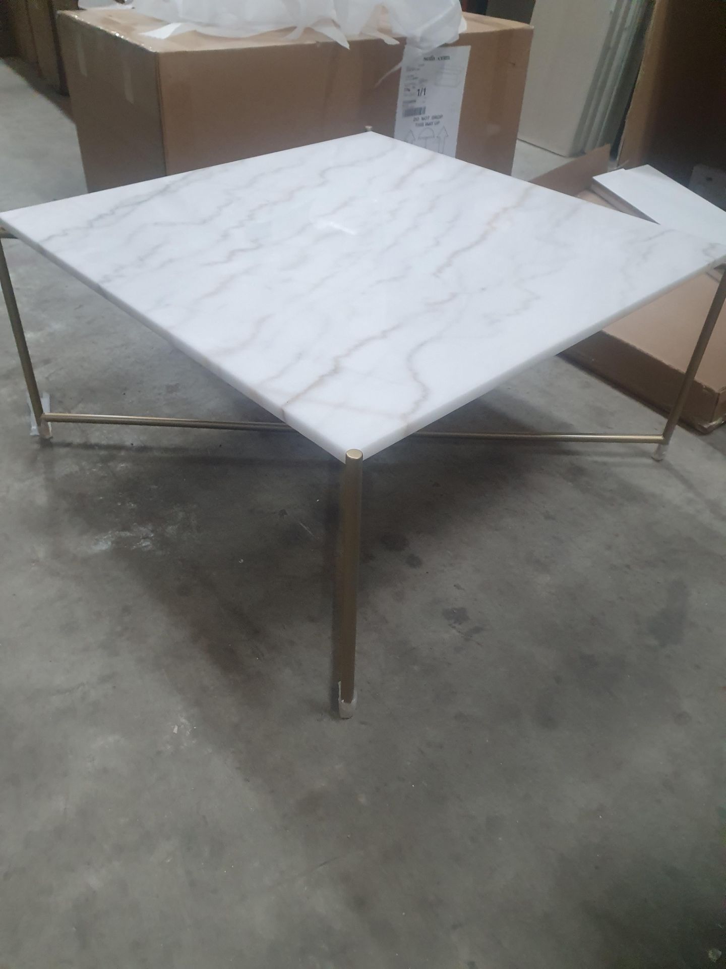 * Stunning Taylor Coffee Table RRP £540 - solid marble topped table with brass finish frame. 810w