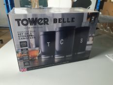 * Tower midnight blue storage canisters