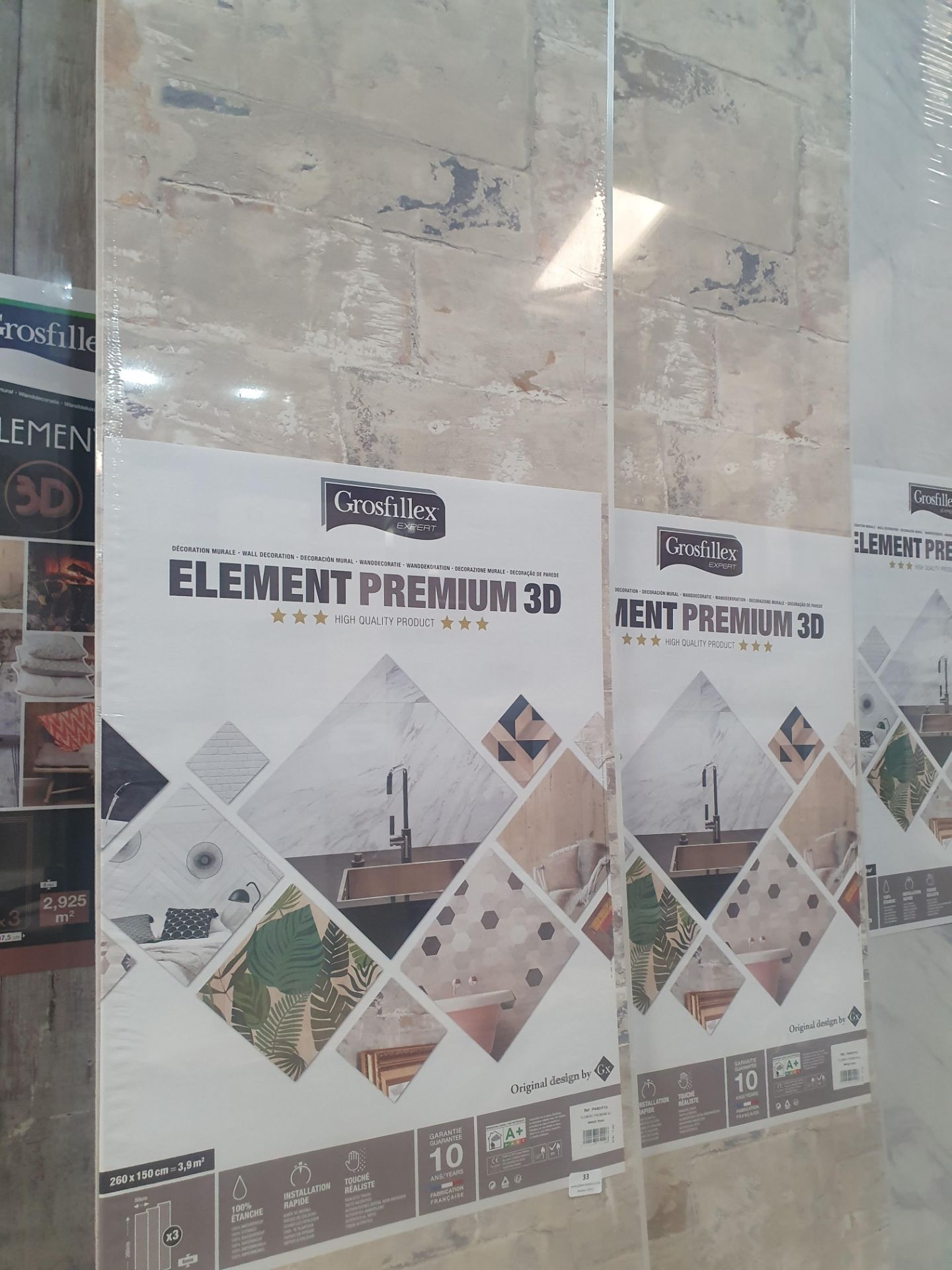 * 11 x packs Grosfillex Element Premium 3D wall cladding - Brique Tradi (3 x 260cm x 50cm - 3.9m