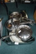 Kitchenware Including Stainless Steel Pans, Plates