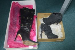 Two Pairs of Ladies Boots Sizes: 4 and 4.5
