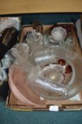 Vintage Glassware Including Punch Bowl, Vases, etc