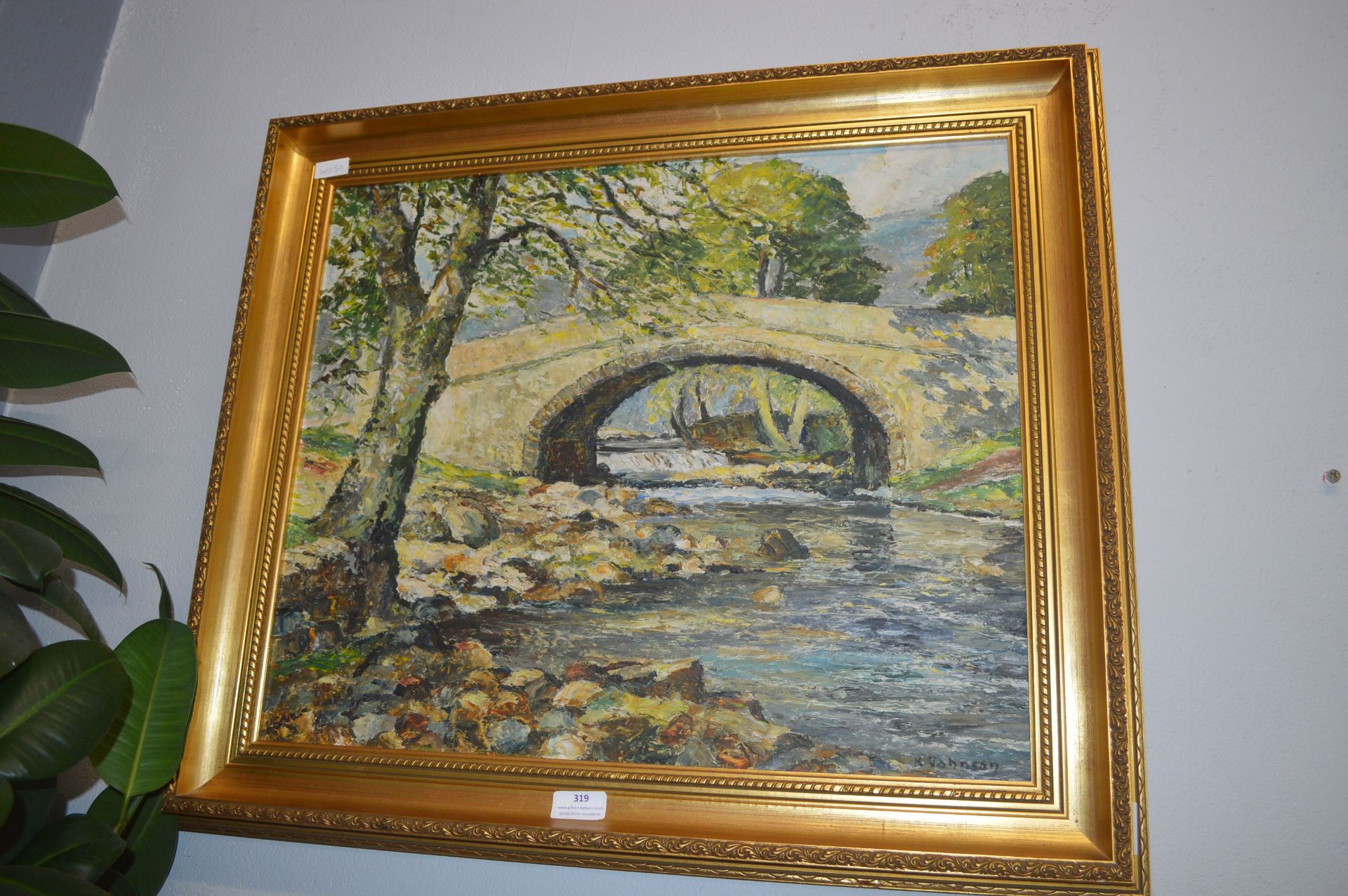 Oil on Board Riverscape by K. Johnson