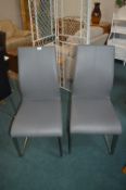Pair of Stainless Steel Side Chair with Synthetic