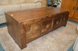 Solid Wood Coffee Table with Eight Storage Drawers