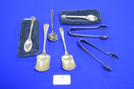 EPNS Sugar Tongs, Scottish Pewter Spoons, etc.