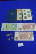 Unused British Banknotes and Silver Thrupenny Bits etc.