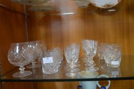 Cut Glass Lead Crystal Tumblers, Wine, and Brandy