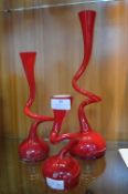 Three Danish Studio Glass Art Vases