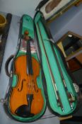 Violin and Case with Two Bows
