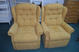 Pair of Armchairs in Gold Upholstery