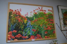 Framed Fabric Poppy Picture